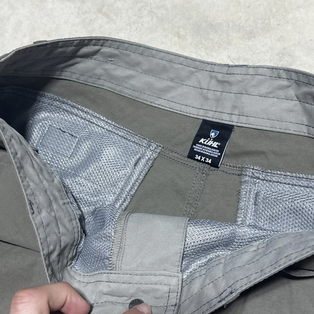 Kuhl Pants Men's SZ 34x34 Grey Stretch Hiking Outdoor Travel Performance Light